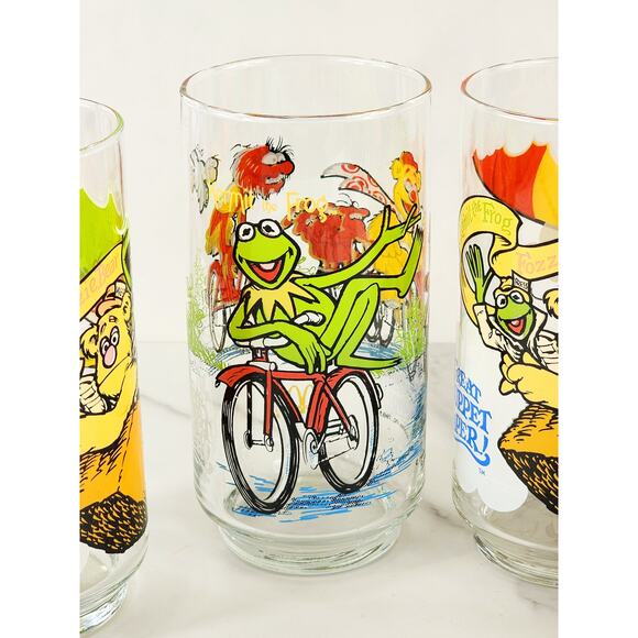 Kermit The Frog The Great Muppet Tall Glasses 16oz Fozzie Bear Gonzo 1981 x4 - Picture 3 of 16